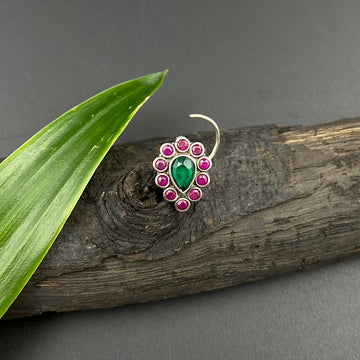 Ruby & Emerald Drop Nose Pin